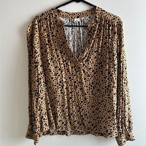 GAP Animal Print Blouse - Tan and Black